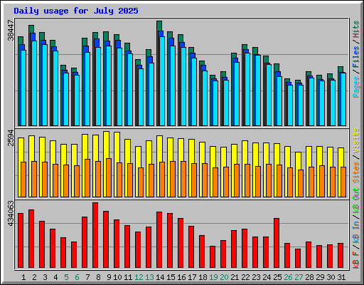Daily usage for July 2025