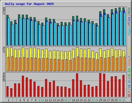 Daily usage for August 2025